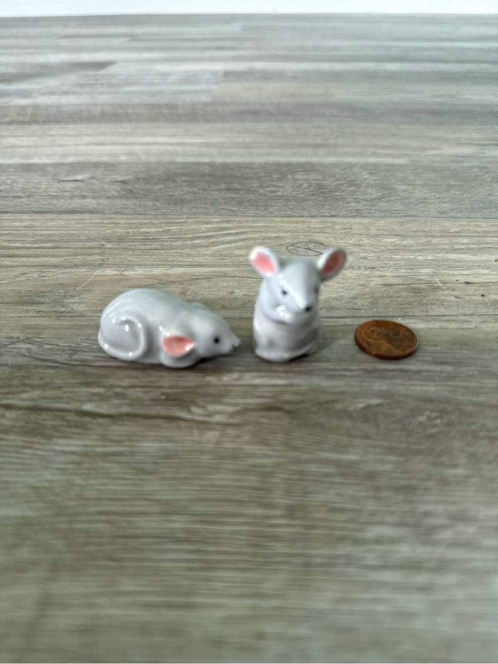 Small Ceramic White Mouse Figurine Set for Small Pets Decor